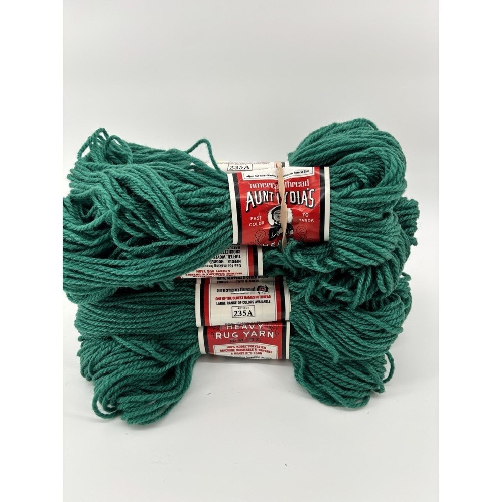 Lot Of 8 Aunt Lydias Yarn Emerald Green HeavyRug FastCotton USA‎ Crafted Vintage